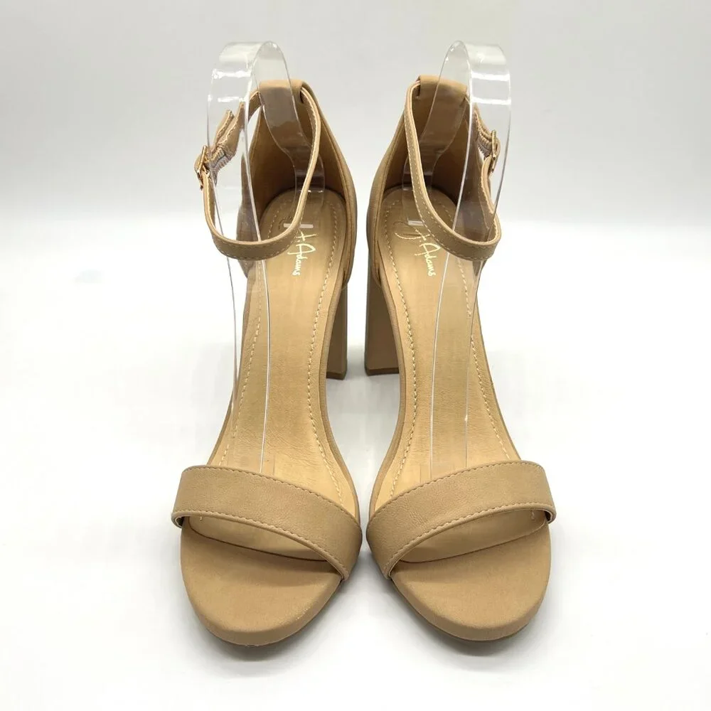 J. Adams Womens Size 9 Tan Beige Nude Neutral Block Heels Sandals Shoes‎